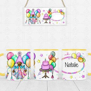 Birthday Themed Gonkette Mug (Brown Skin)