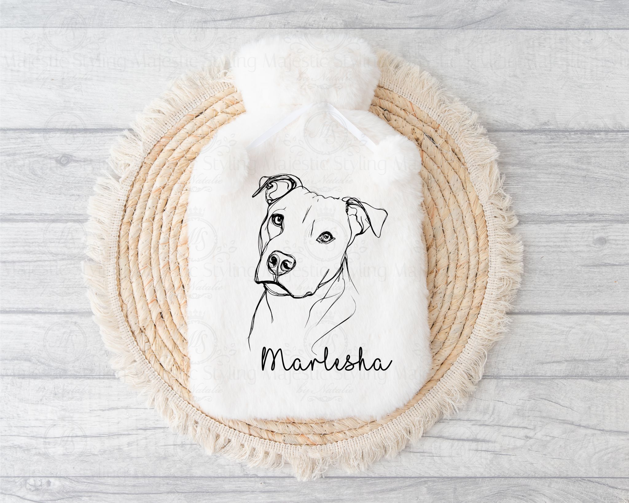 Dog Line Art Hot Water Bottle