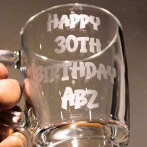 Etched Birthday Glass Mug