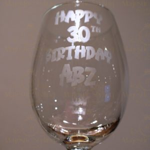 Etched Birthday Wine Glass