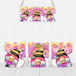 Rainbow Bee Gnome Mug