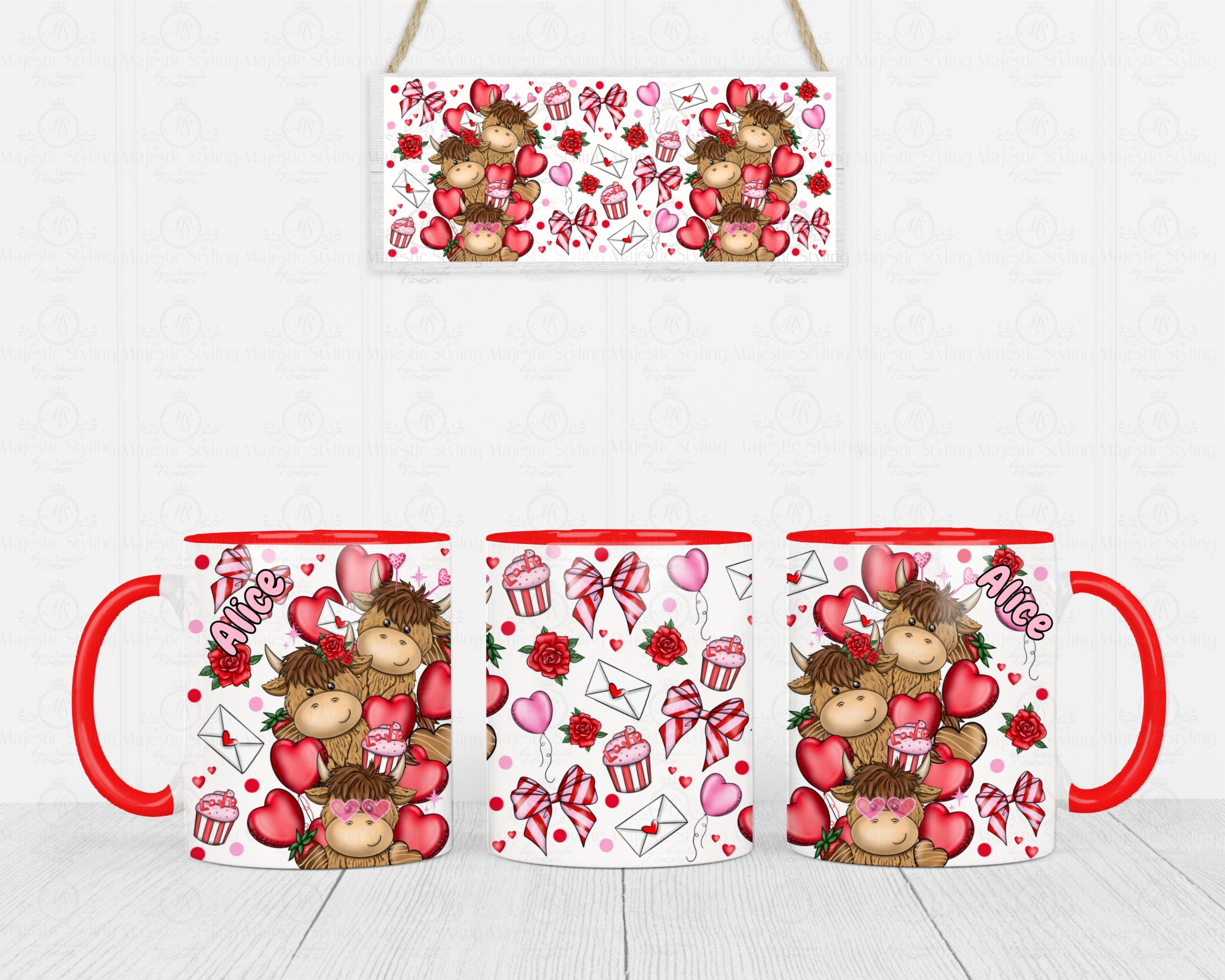 Valentine's Themed Highland Cow Mug