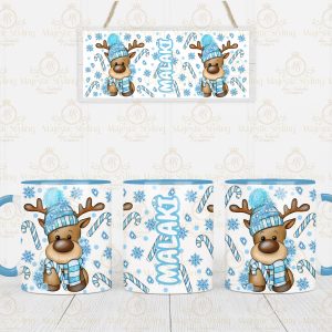 Blue Winter Reindeer Mug