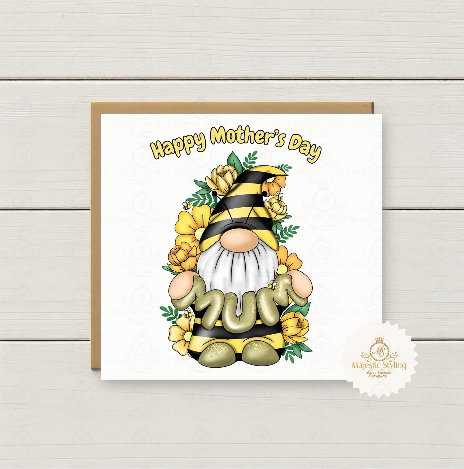 Bumble Bee Gnome Mother's Day Card