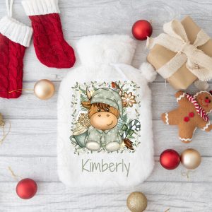 Christmas Highland Cow Hot Water Bottle