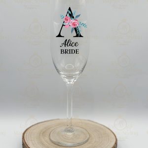 Floral Letter Collection - Champagne Glass