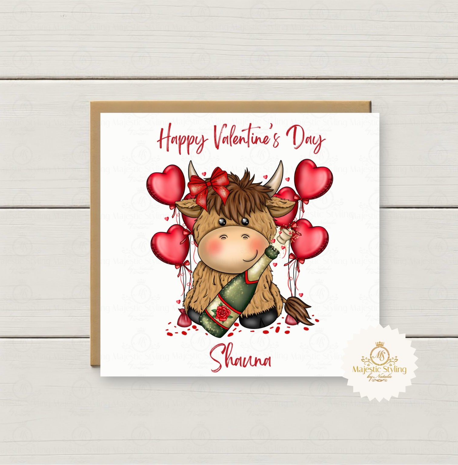 Highland Cow Valentine's Day Card - Image 2