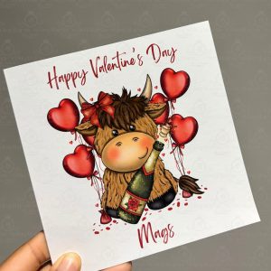 Highland Cow Valentine's Day Card