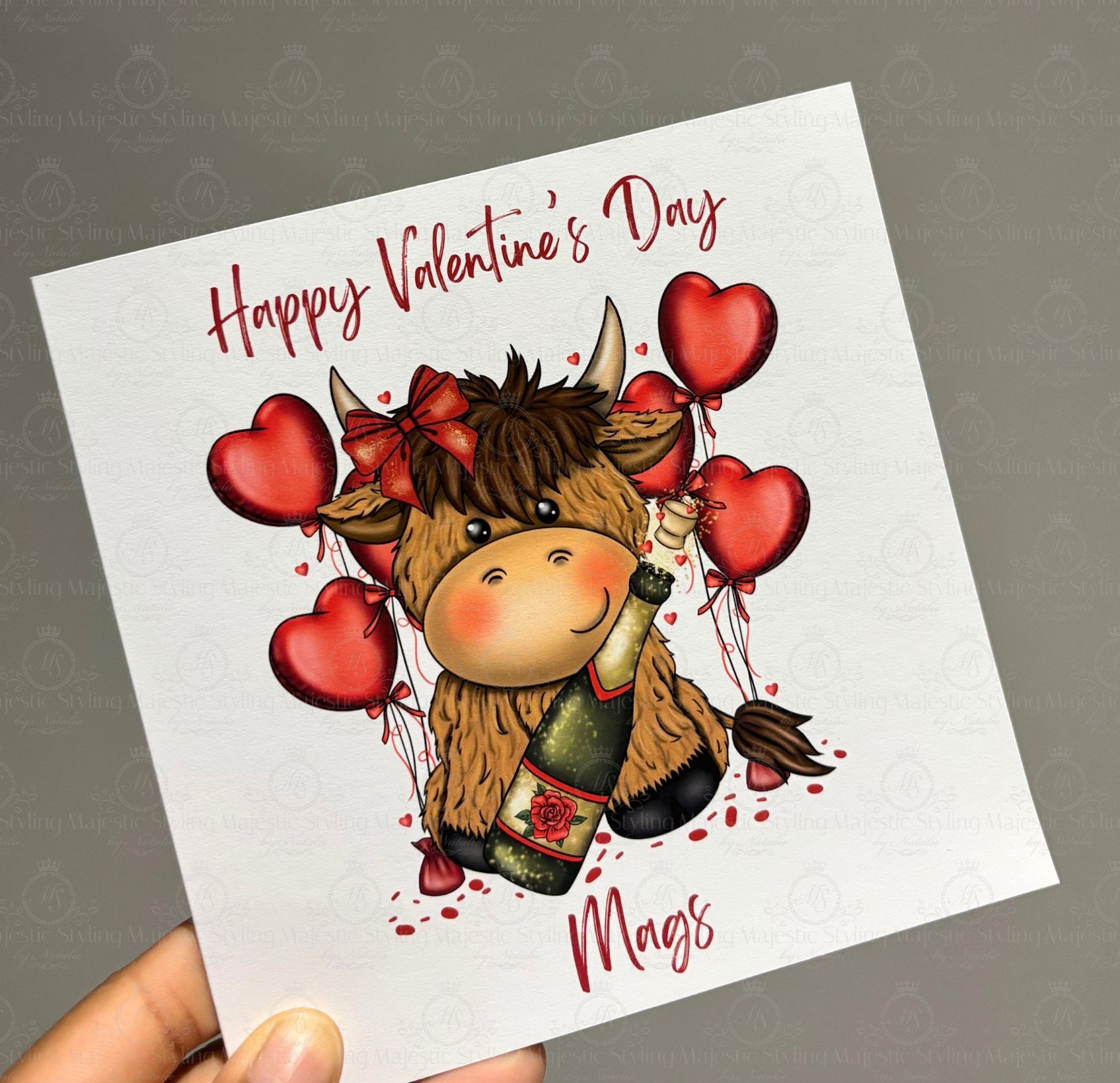 Highland Cow Valentine's Day Card
