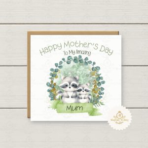 Mummy Raccoon & Baby Mother's Day Card