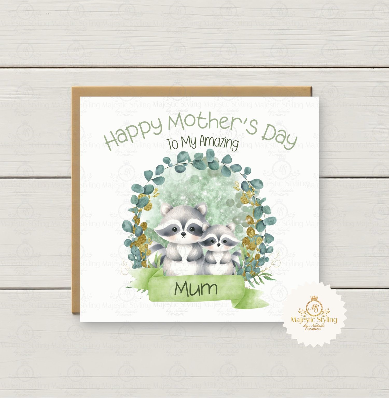 Mummy Raccoon & Baby Mother's Day Card
