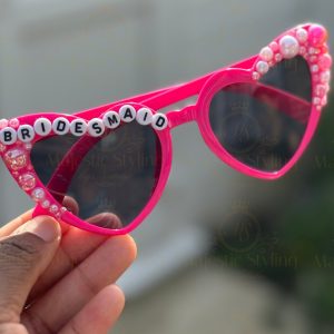 Pearl Heart Shaped Sunglasses (Hot Pink)