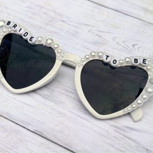 Pearl Heart Shaped Sunglasses (White)