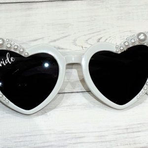 Personalised Pearl Heart Shaped Sunglasses (White)