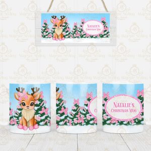 Pink Bow Reindeer Mug (2)