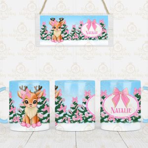 Pink Bow Reindeer Mug (3)