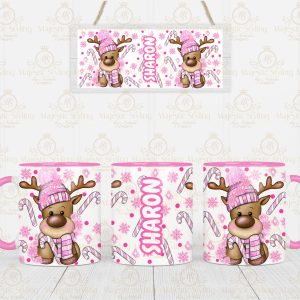 Pink Winter Reindeer Mug