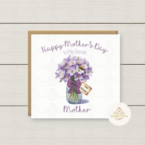 Purple Flower Vase Mother's Day Card
