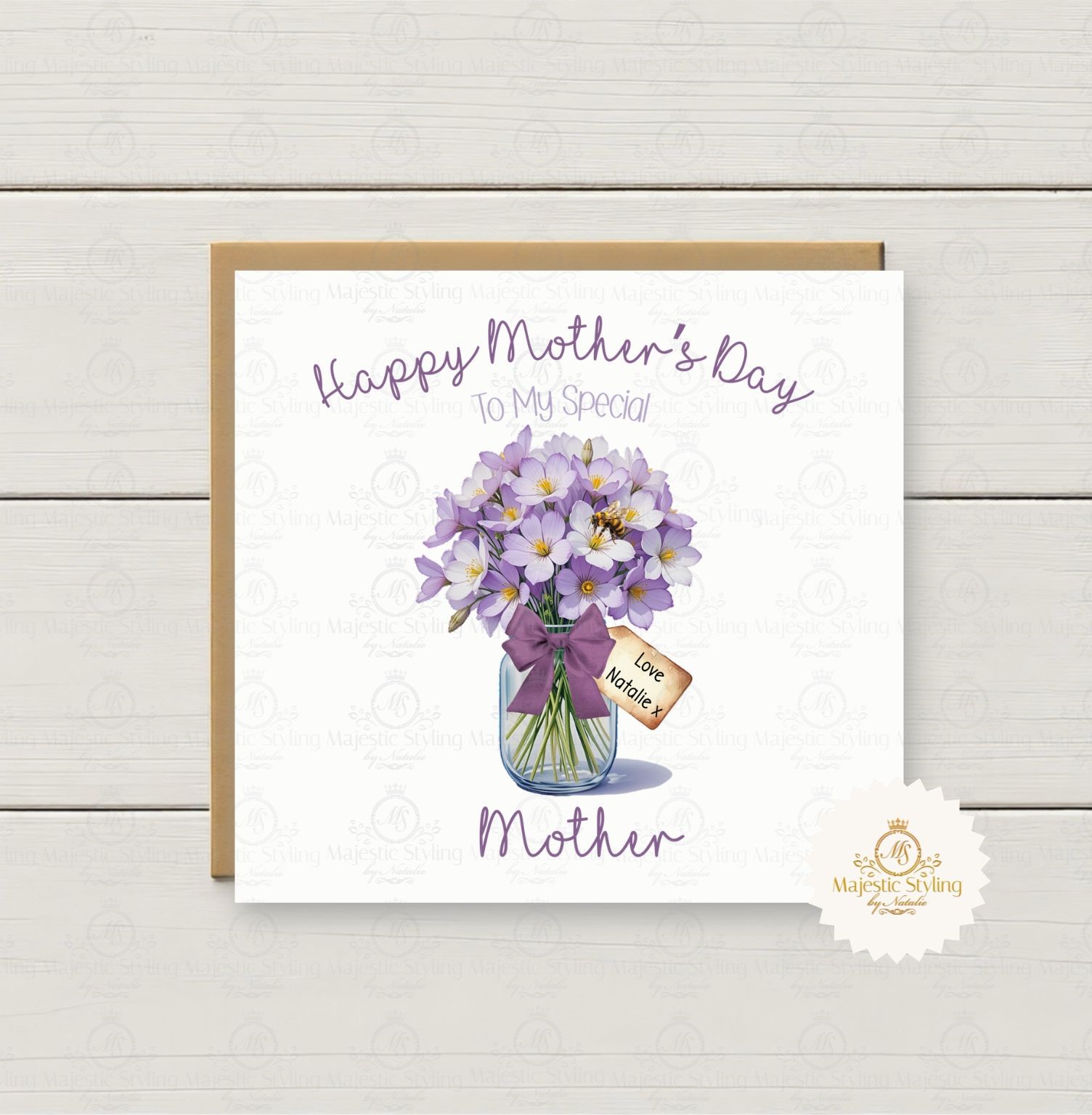 Purple Flower Vase Mother's Day Card