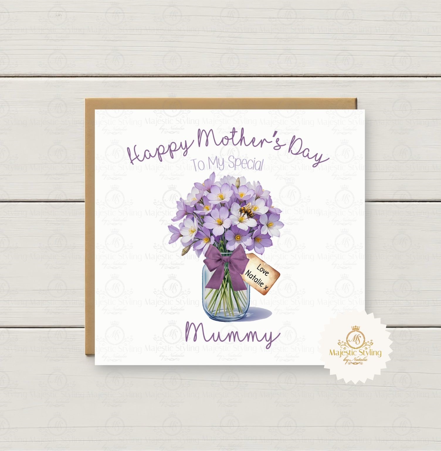 Purple Flower Vase Mother's Day Card - Image 2