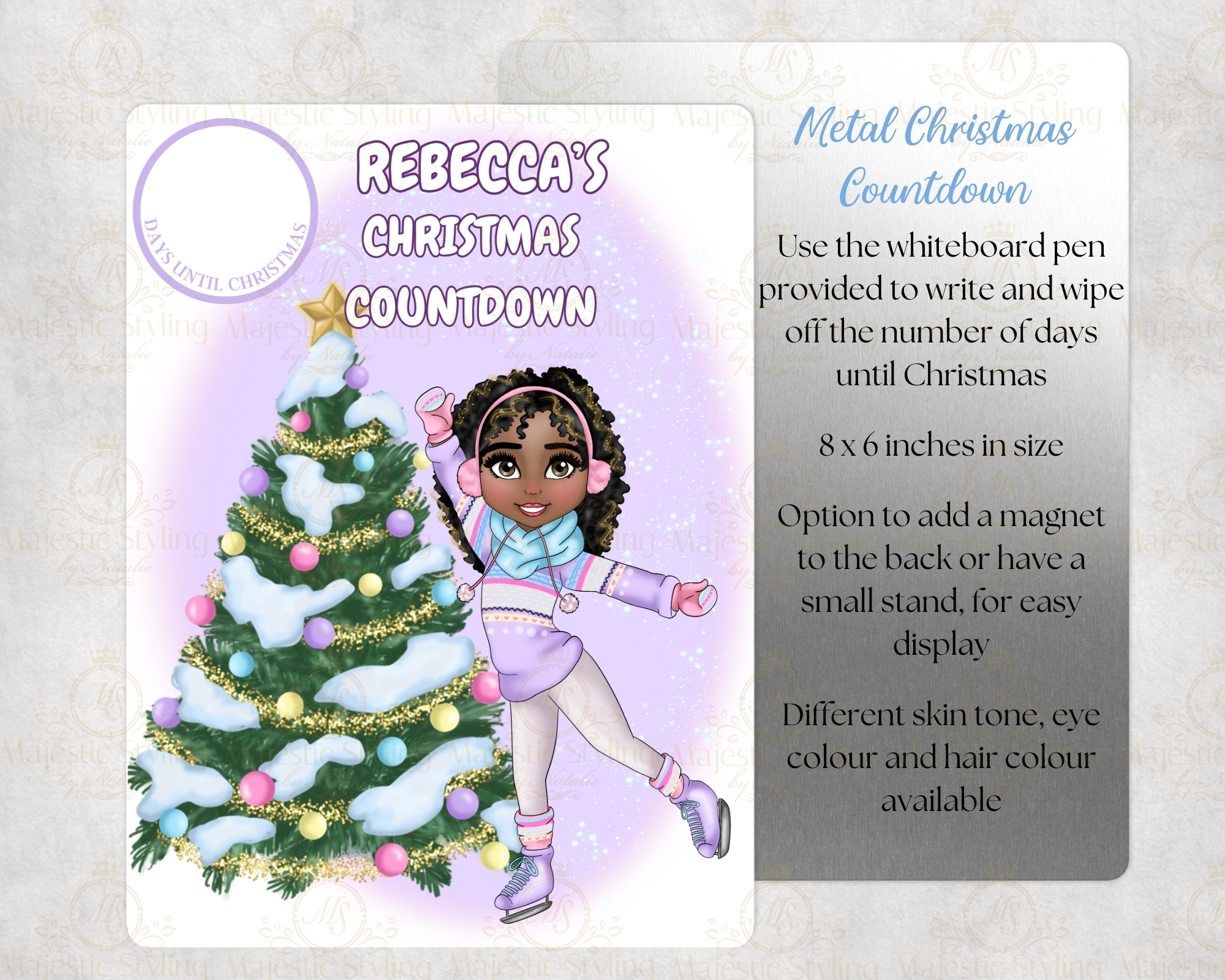 Purple Ice Skating Girl Christmas Countdown