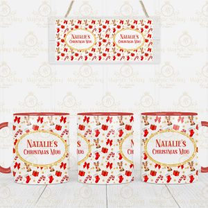 Red Bow Reindeer Print Mug (2)