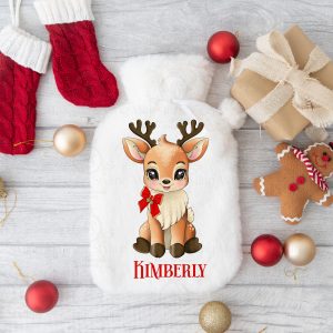 Red Bow Reindeer Hot Water Bottle