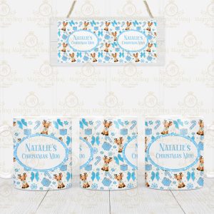 Reindeer Print Mug (Blue) 2