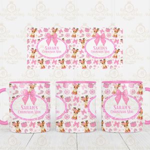 Reindeer Print Mug (Pink) 3