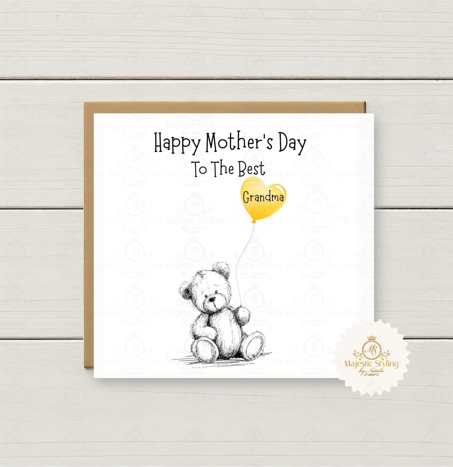 Teddy Bear Heart Balloon Mother's Day Card - Image 2