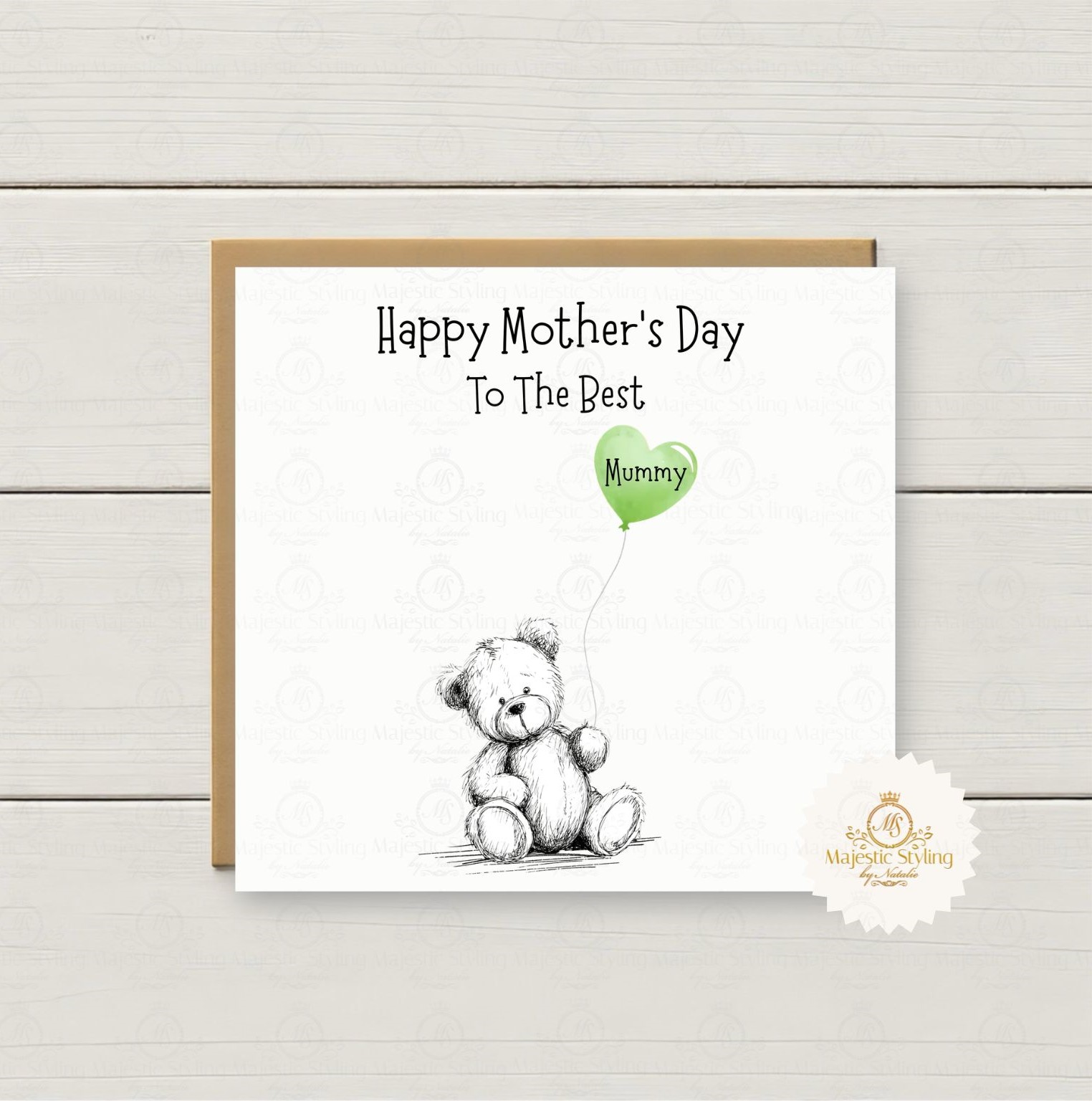 Teddy Bear Heart Balloon Mother's Day Card - Image 3