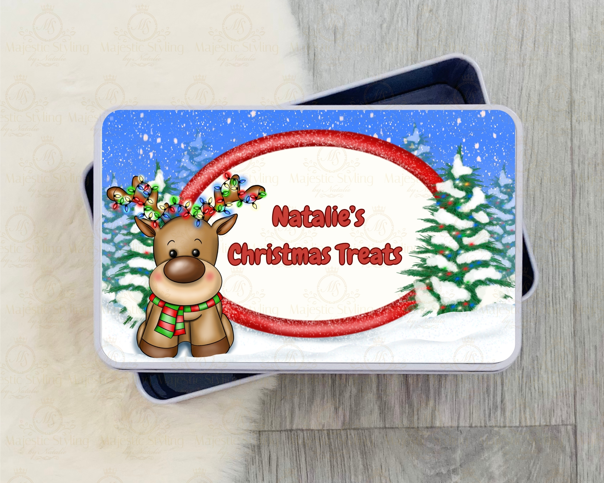 Tree Lights Reindeer Tin